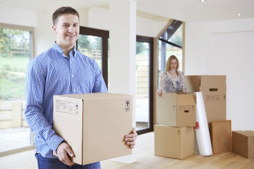 Careful furniture handling during a local removal job