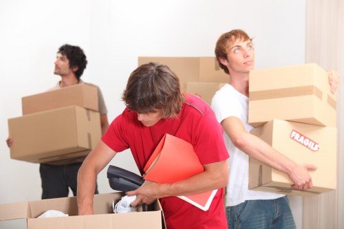 Commercial movers transporting office equipment in Sunbury