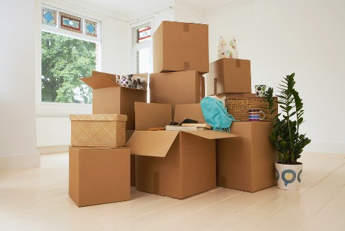 Packed household boxes ready for moving day in Sunbury